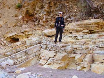 Morocco: Awatif Habid from the ONHYM, working on the Upper Jurassic units (Paradise Valley, Agadir Basin).