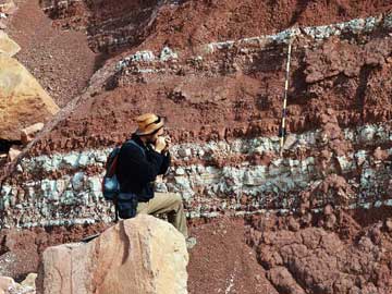 Morocco: Taking a closer look, Hauterivian Red Bed section of Talizza, Fieldwork November 2014, west of Imi'n'Tanoute, Morocco.