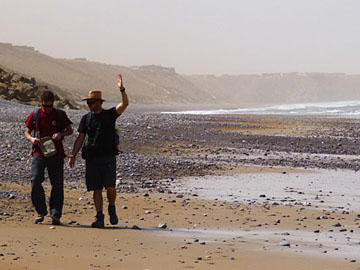 Morocco: NARG PhD students Tim Luber and Angel Arantegui on Craima Beach, south of Agadir.  